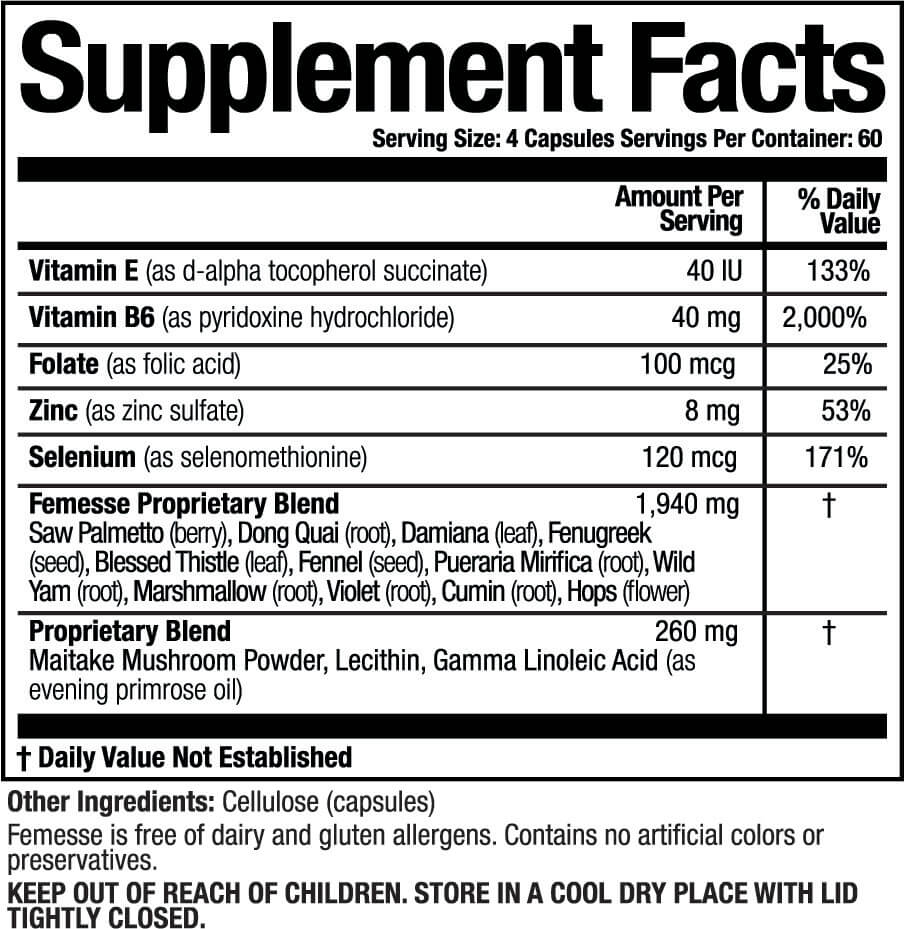 supplement facts for femesse