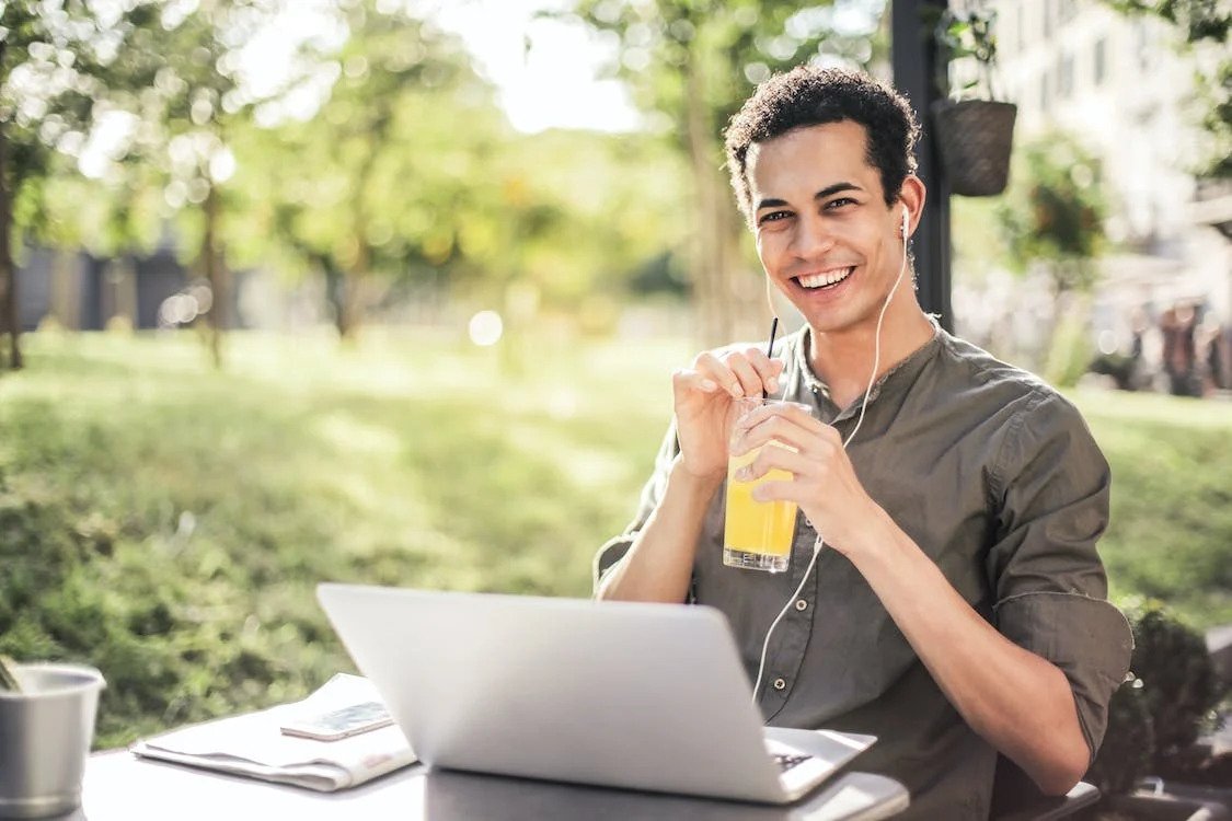 image of healthy young man working outdoors