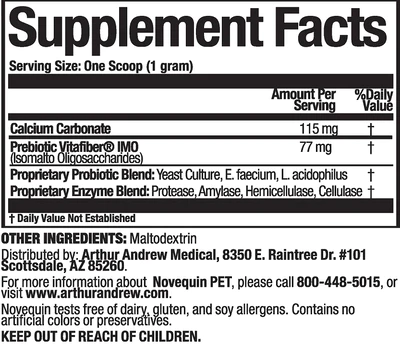 Novequin PET supplement facts